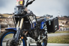 YAMAHA Tenere 700 equipped with aluminium lateral cases panniers koffer, valise, crash bar and panniers rack carrier