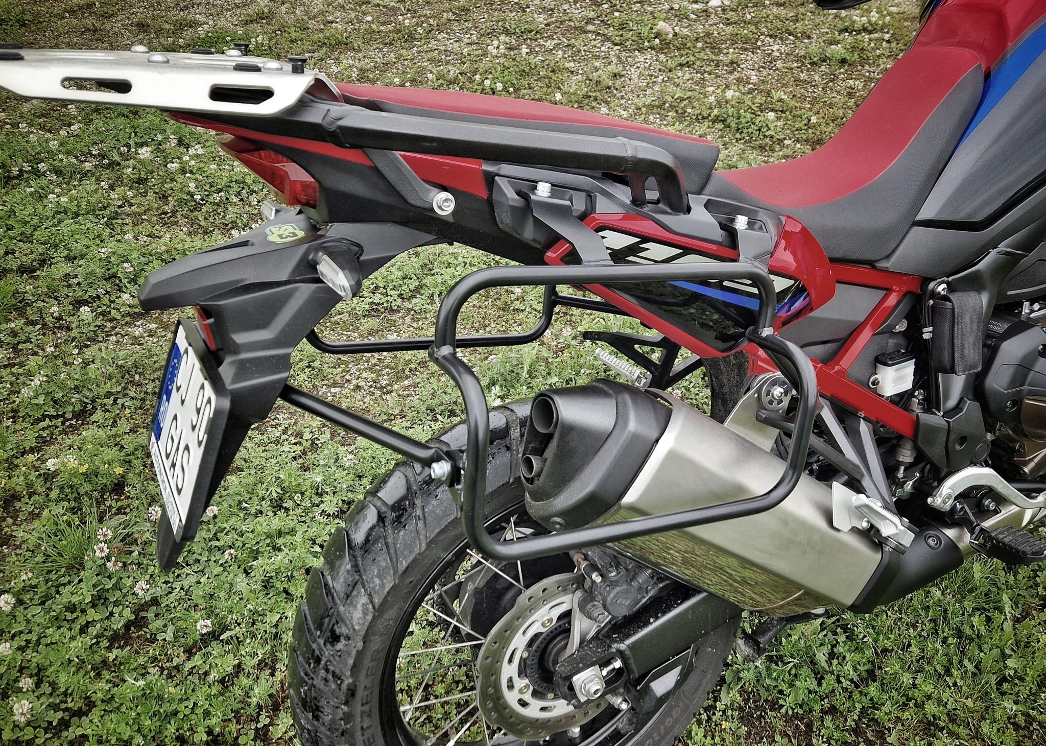 HONDA CRF 1100L Pannier Racks (2021-) - Asymmetrical Exhaust Cutout - Image 4