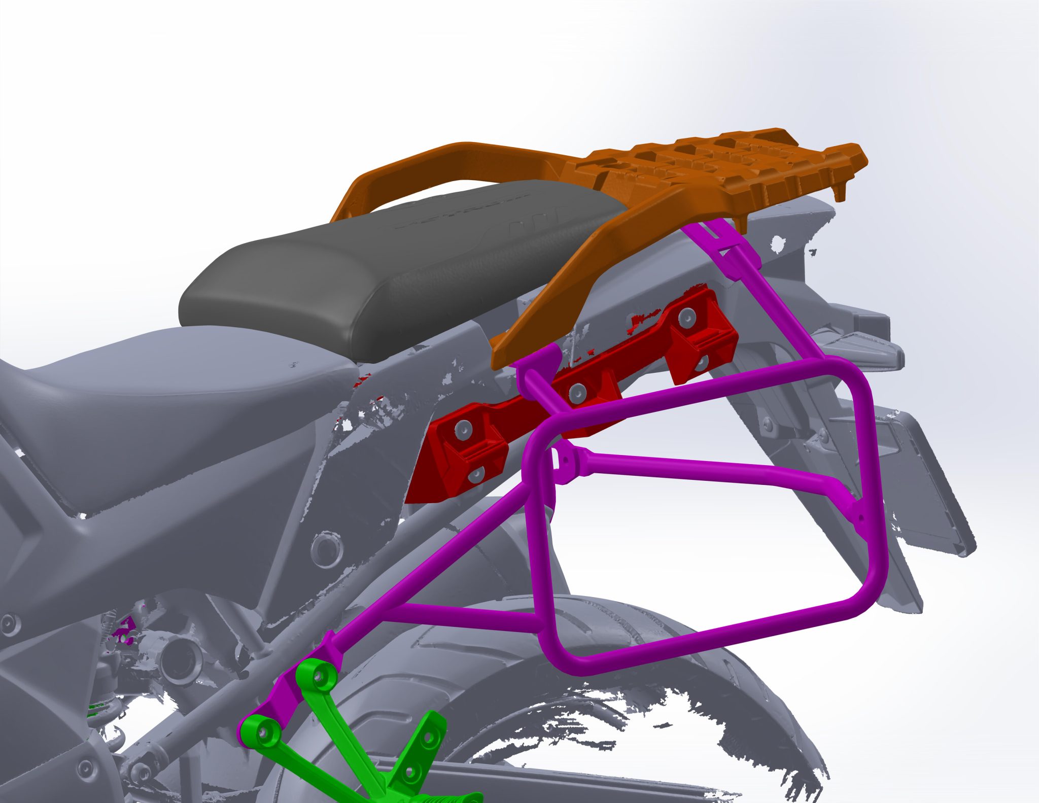 Suzuki V-Strom 1050 Pannier Racks – Asymmetrical (Exhaust Cutout) - Image 11