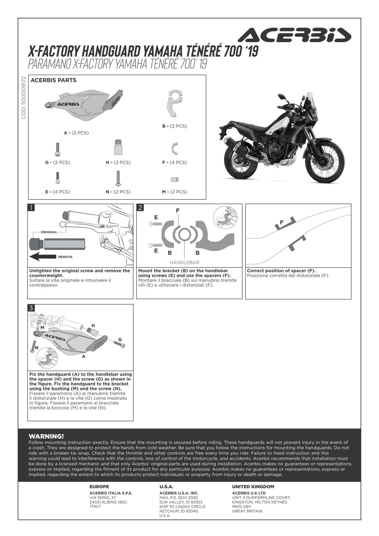 Yamaha Tenere 700 – Acerbis Handguards/ Frame/ Engine Protection - Image 12